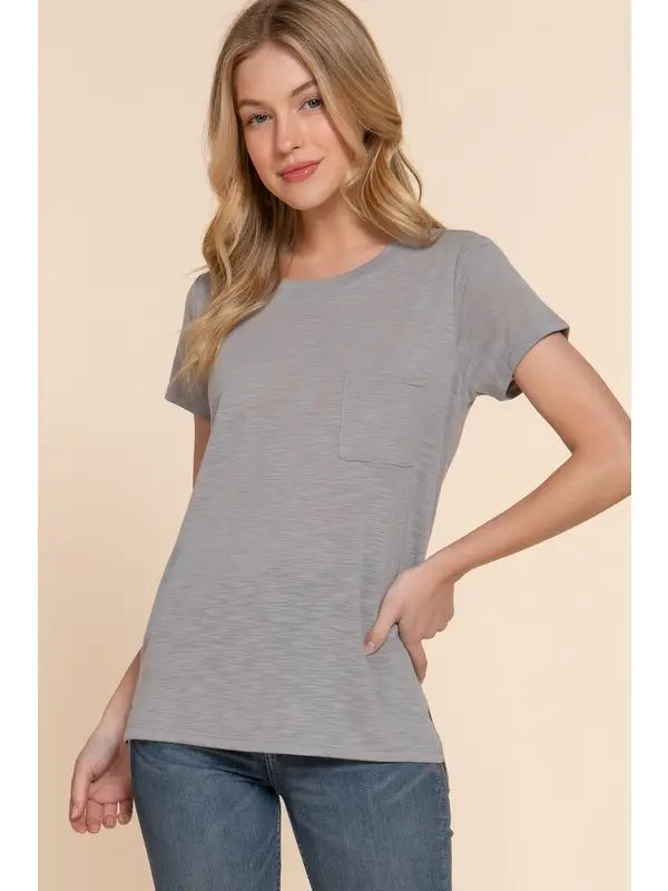 Short sleeve basic tee grey