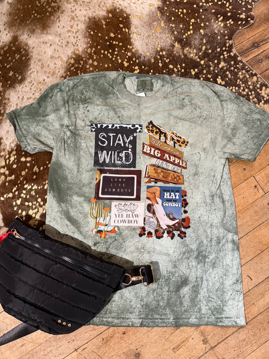 Stay wild mineral wash tee