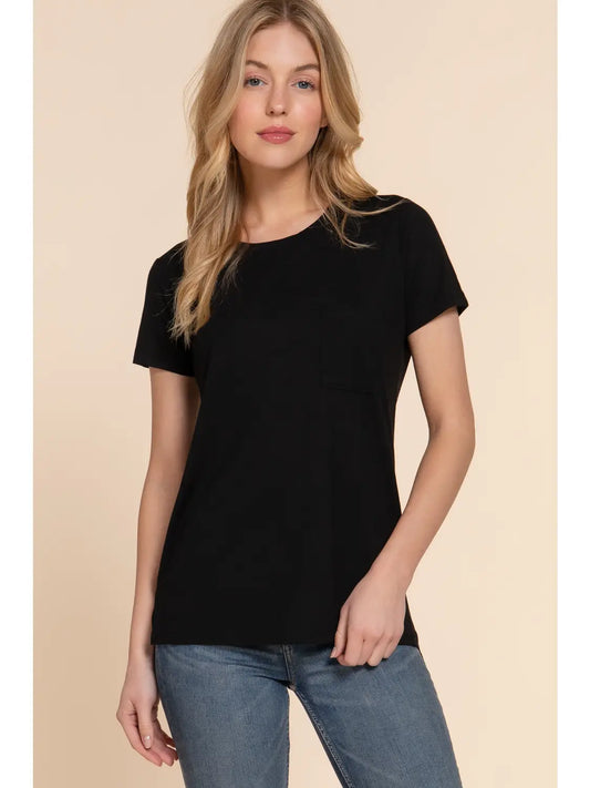 Short sleeve basic black tee