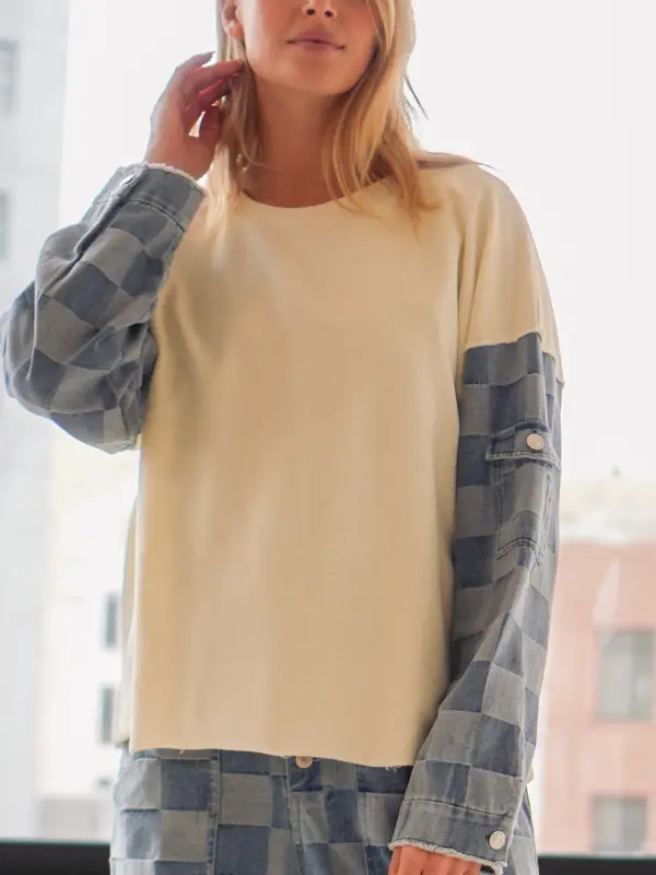 Denim Sleeved Sweatshirt